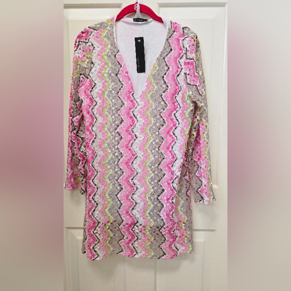 Nally & Millie Shift Dress Net Lace Overlay Lined Woven Lace Retro Style Size XL